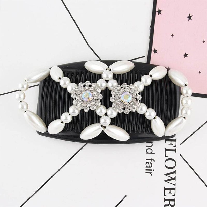 ZUYYON 4Pcs Magic Hair Combs, Stretch Beaded Hair Combs Stretchy Double Hair Side Combs Clips Bun Maker Headwear for Women Girls DIY Hair Styling Accessories(Butterfly Dragonfly) - Image 3